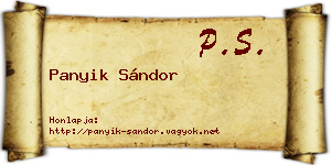 Panyik Sándor névjegykártya